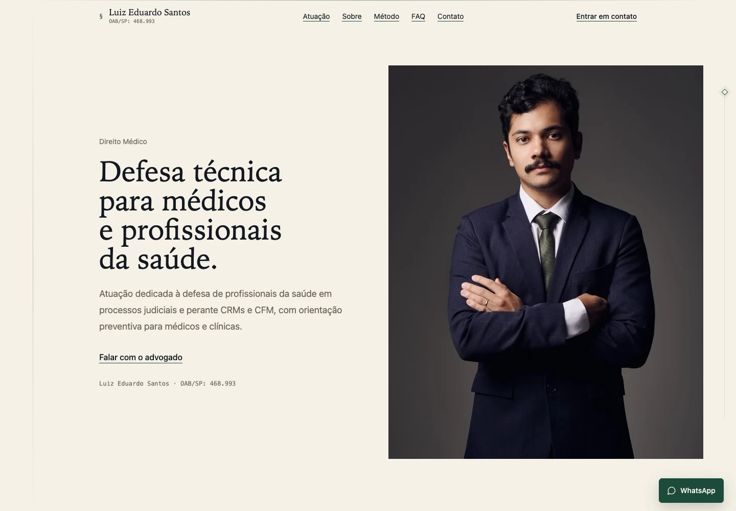 Luiz Eduardo Advocacia — captura do site publicado